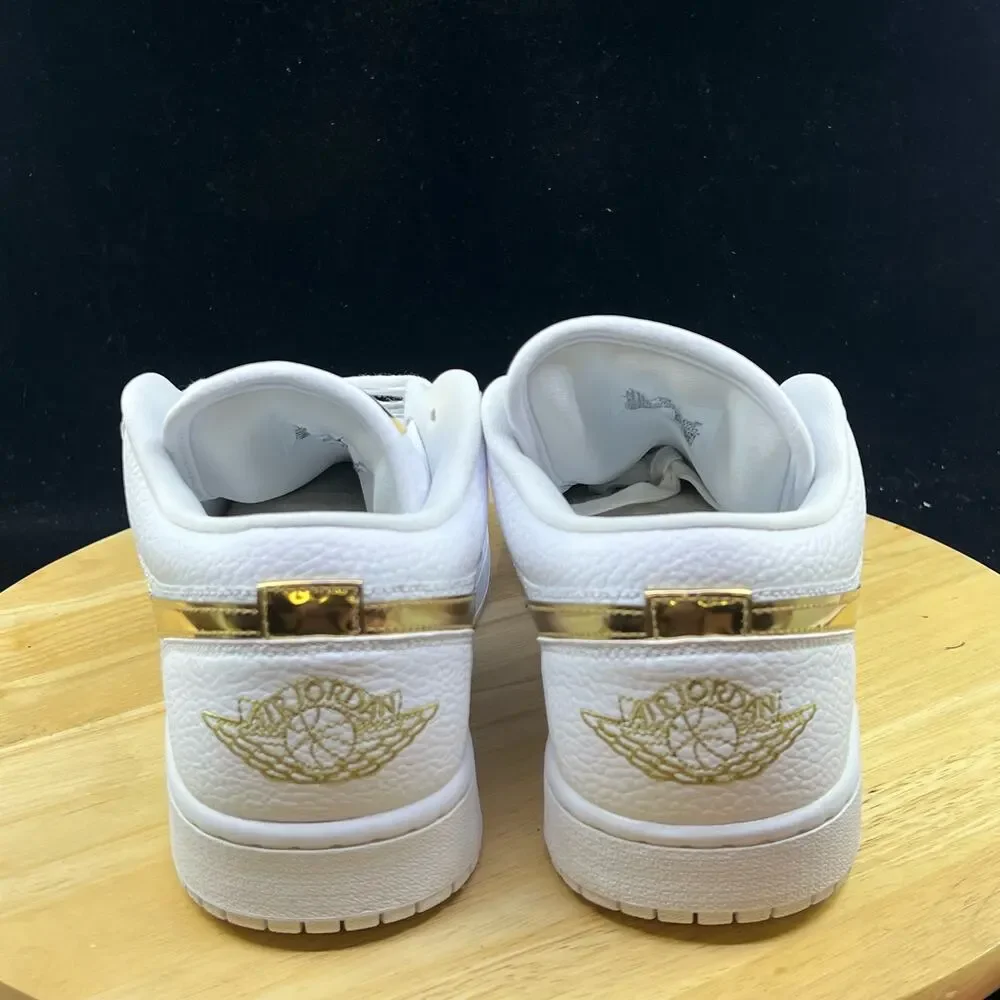 Nike Air Jordan 1 Low Se White-Metallic Gold-White Womens Sz 11.5 [CZ4776-100] - Picture 6 of 10